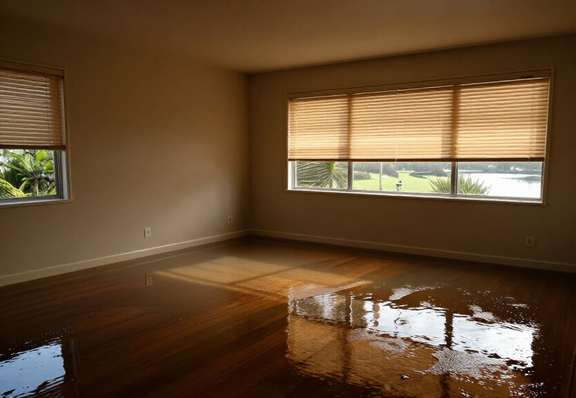 Flooded subfloor in a Huntleys Point property with standing water