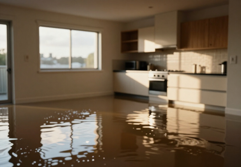 Flooded basement in Huntleys Point before drying